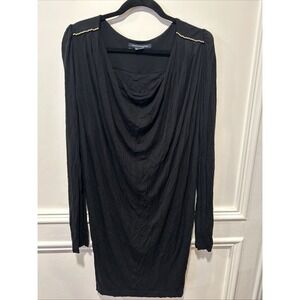Y2K french connection dress Cowl Neck Shoulder Pad Dress Jersey Size S